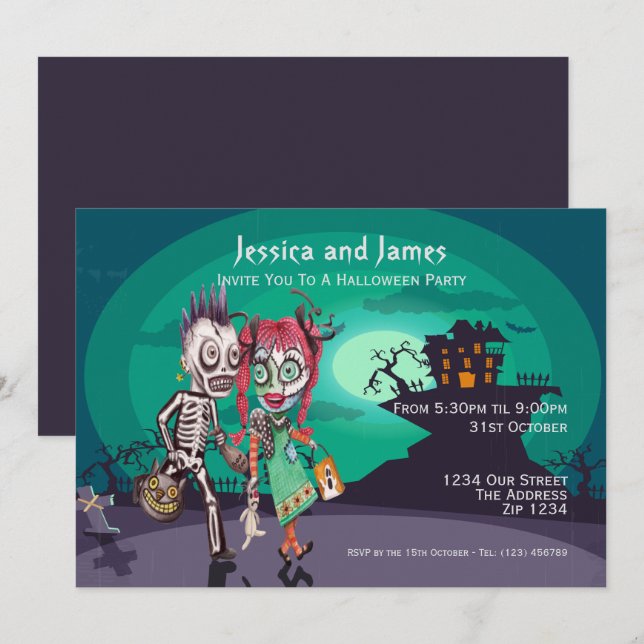 Halloween Trick or Treat Personalised Invitation (Front/Back)