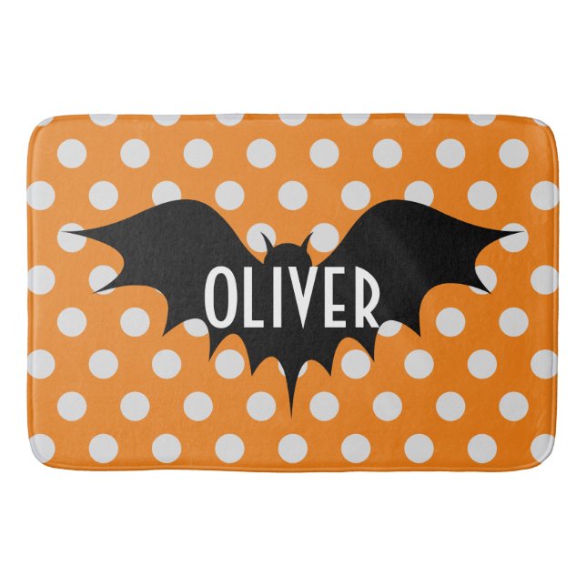 Halloween trick or treat personalised monogram  bath mat (Front)