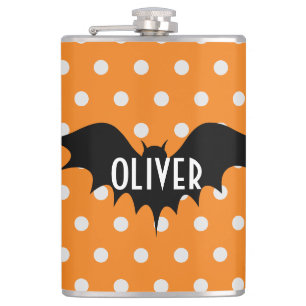 Halloween trick or treat personalised monogram hip flask