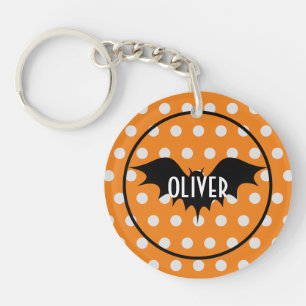 Halloween trick or treat personalised monogram key ring