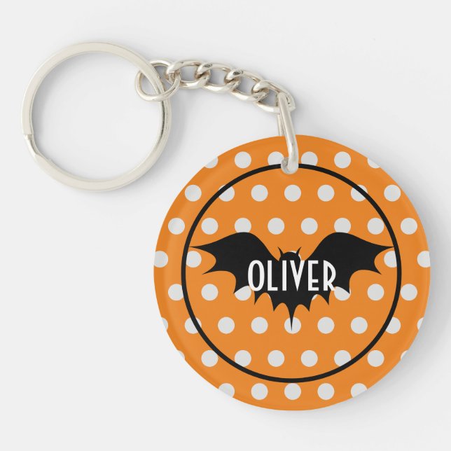 Halloween trick or treat personalised monogram key ring (Front)