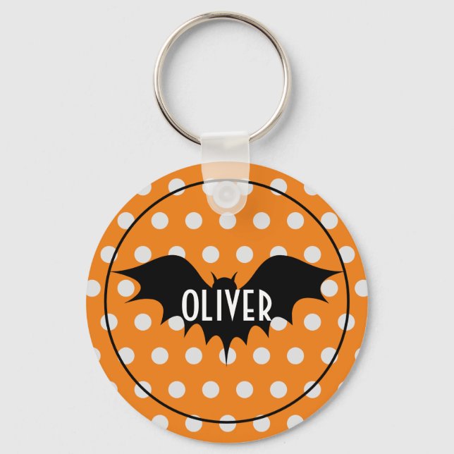 Halloween trick or treat personalised monogram key ring (Front)