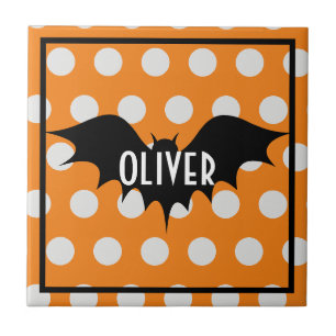 Halloween trick or treat personalised monogram tile