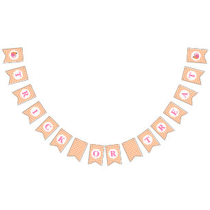 Halloween TRICK OR TREAT Pink Pumpkins and plaid Bunting