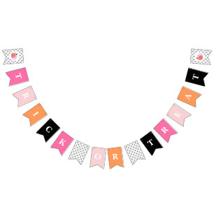 Halloween TRICK OR TREAT Pink Pumpkins and spiders Bunting