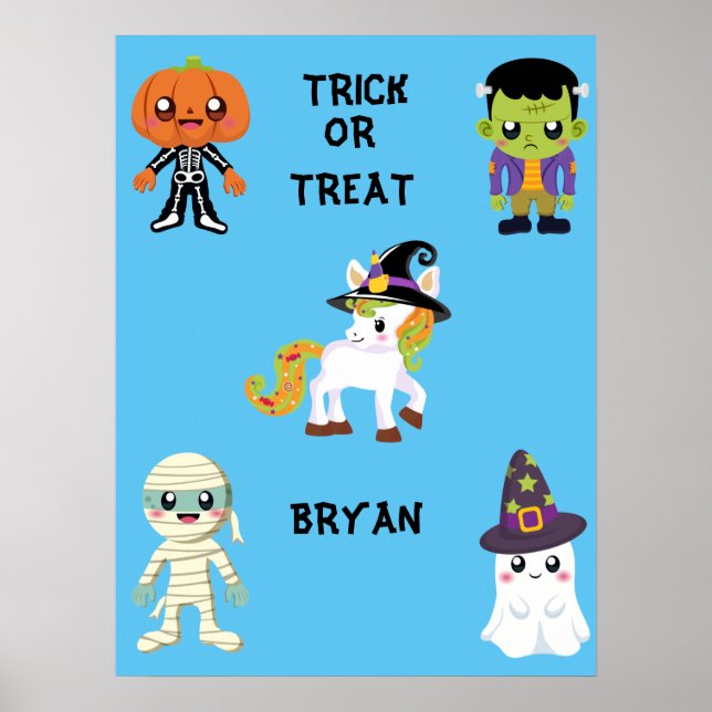 HALLOWEEN "TRICK OR TREAT" POSTER PERSONALIZED (Front)