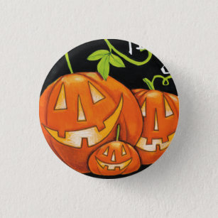 Halloween Trick or Treat Pumpkin and Candy Corn 3 Cm Round Badge