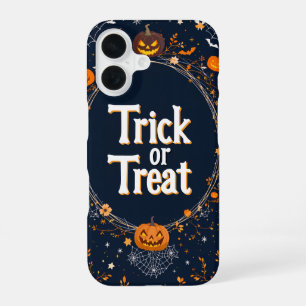 Halloween Trick or Treat Pumpkin Design iPhone 16 Case