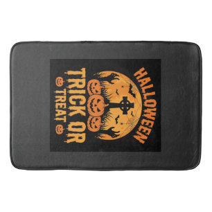 Halloween Trick or Treat Pumpkin Graveyard Design Bath Mat