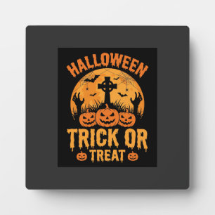 Halloween Trick or Treat Pumpkin Graveyard Design Plaque