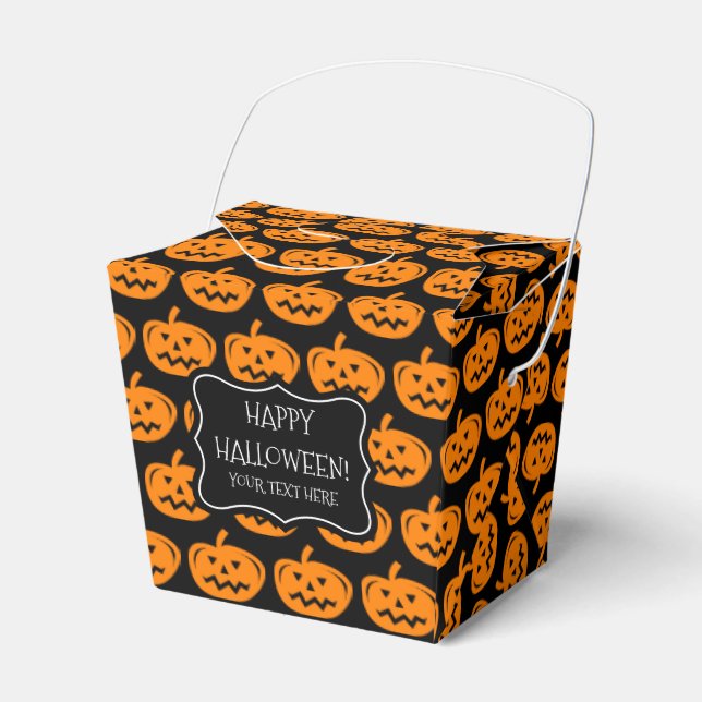 Halloween trick or treat pumpkin party favour box (Front Side)