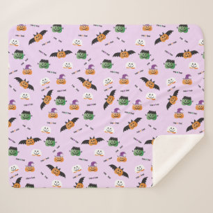 Halloween Trick Or Treat Pumpkin Pattern Purple Sherpa Blanket