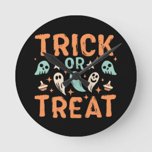 Halloween Trick or Treat Round Clock