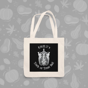 Halloween Trick Or Treat Scary Spooky Skeleton Tote Bag
