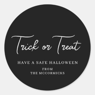 Halloween Trick or Treat Script Party Favour Classic Round Sticker