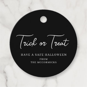 Halloween Trick or Treat Script Party Personalised Favour Tags