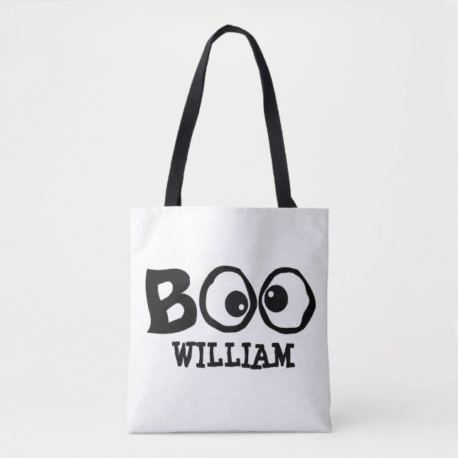 Halloween Trick Or Treat Simple Whimsical Cute Boo Tote Bag (Front)