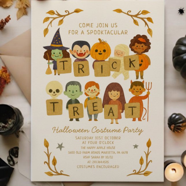 Halloween Trick or Treat Spooktacular CostumeParty Invitation (Creator Uploaded)