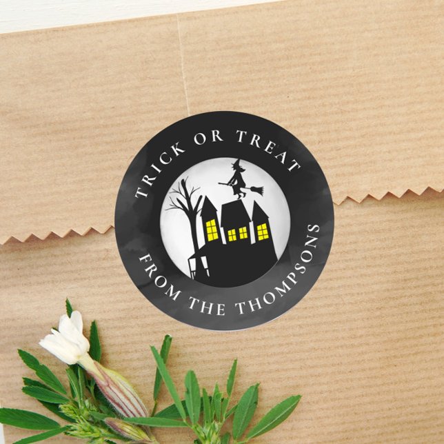Halloween Trick Or Treat Spooky Haunted House  Classic Round Sticker (Creator Uploaded)