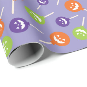 Halloween Trick-or-Treat Spooky Lollipops Seamless Wrapping Paper