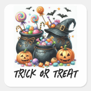HALLOWEEN TRICK OR TREAT SQUARE STICKER