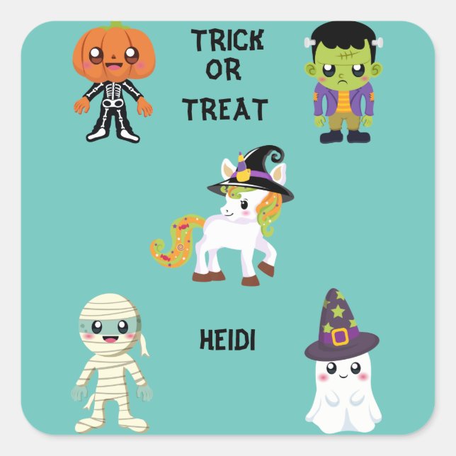 HALLOWEEN "TRICK OR TREAT STICKER PERSONALIZED (Front)