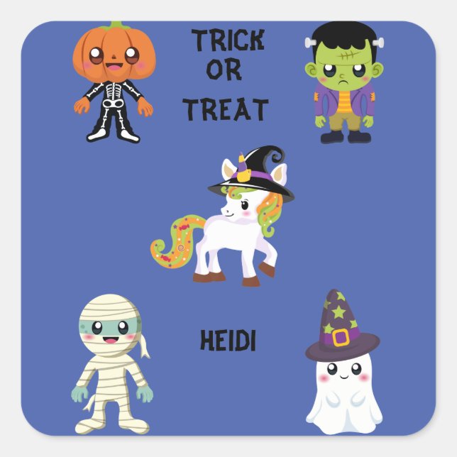 HALLOWEEN "TRICK OR TREAT STICKER PERSONALIZED (Front)