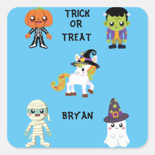 HALLOWEEN "TRICK OR TREAT STICKER PERSONALIZED