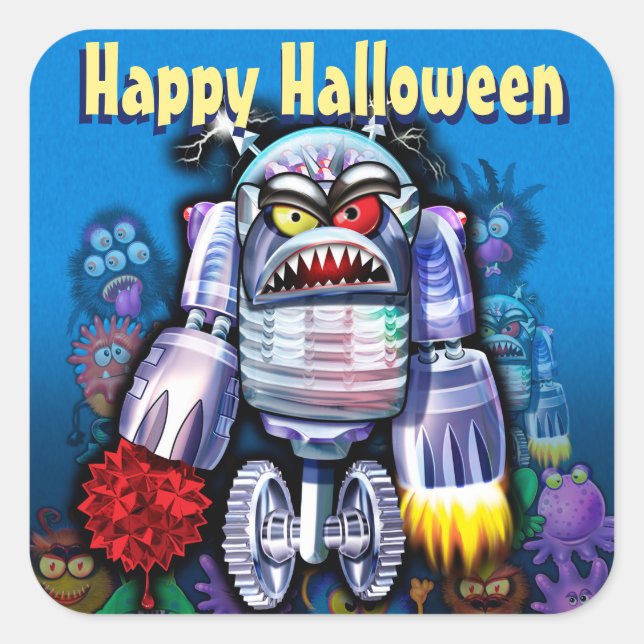 Halloween Trick-or-Treat stickers. MONSTER PARTY Square Sticker (Front)