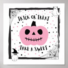 Halloween Trick or Treat take a sweet Pink pumpkin