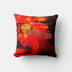 Halloween trick or treat throw pillow. cushion