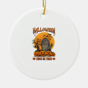 Halloween Trick Or Treat Tombstone Zombie Hands Pu Ceramic Tree Decoration