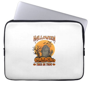 Halloween Trick Or Treat Tombstone Zombie Hands Pu Laptop Sleeve