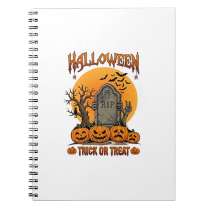 Halloween Trick Or Treat Tombstone Zombie Hands Pu Notebook