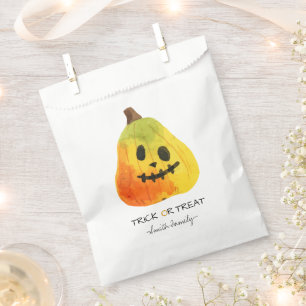 Halloween Trick or Treat Watercolor Pumpkin Kids' Favour Bags
