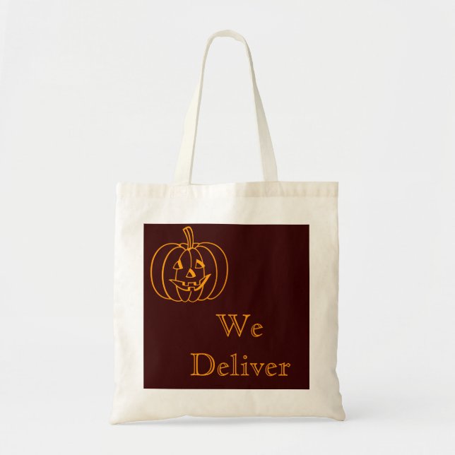 Halloween Trick or Treat We Deliver Pumpkin Tote (Front)