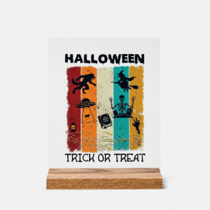 Halloween Trick Or Treat Werewolf Witch Skeleton U Acrylic Sign