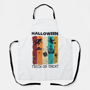 Halloween Trick Or Treat Werewolf Witch Skeleton U Apron