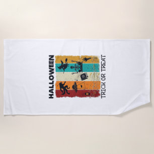 Halloween Trick Or Treat Werewolf Witch Skeleton U Beach Towel