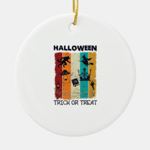 Halloween Trick Or Treat Werewolf Witch Skeleton U Ceramic Tree Decoration