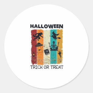 Halloween Trick Or Treat Werewolf Witch Skeleton U Classic Round Sticker