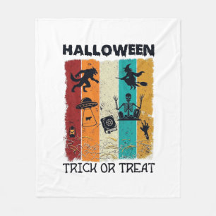 Halloween Trick Or Treat Werewolf Witch Skeleton U Fleece Blanket