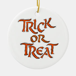 Halloween Trick or Treat Words Ceramic Tree Decoration
