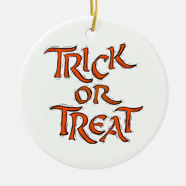 Halloween Trick or Treat Words Ceramic Tree Decoration (Front)