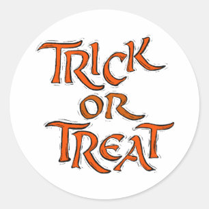 Halloween Trick or Treat Words Classic Round Sticker