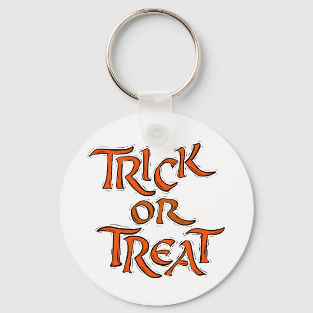 Halloween Trick or Treat Words Key Ring (Front)