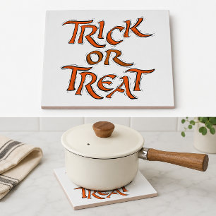 Halloween Trick or Treat Words Tile