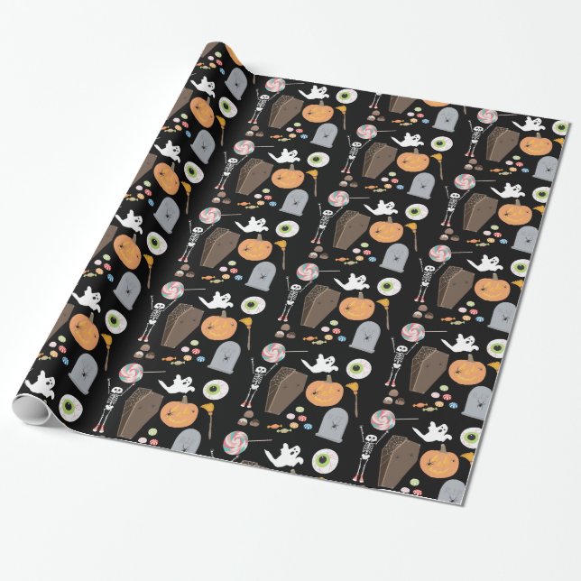 Halloween Trick or Treat Wrapping Paper (Unrolled)