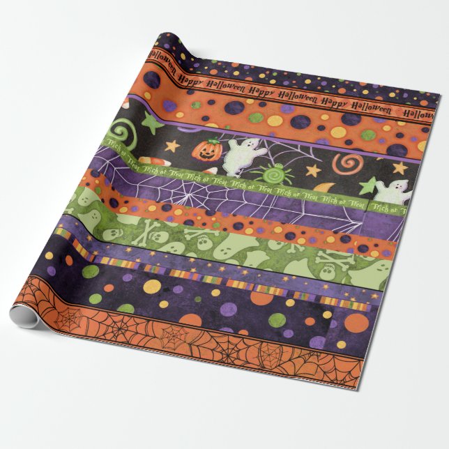 Halloween Trick or Treat Wrapping Paper Gift Wrap (Unrolled)