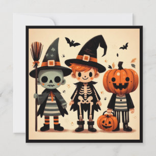 Halloween Trick or Treaters Retro Card